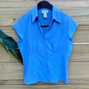 Worthington Stretch Button Down Top Blue MP